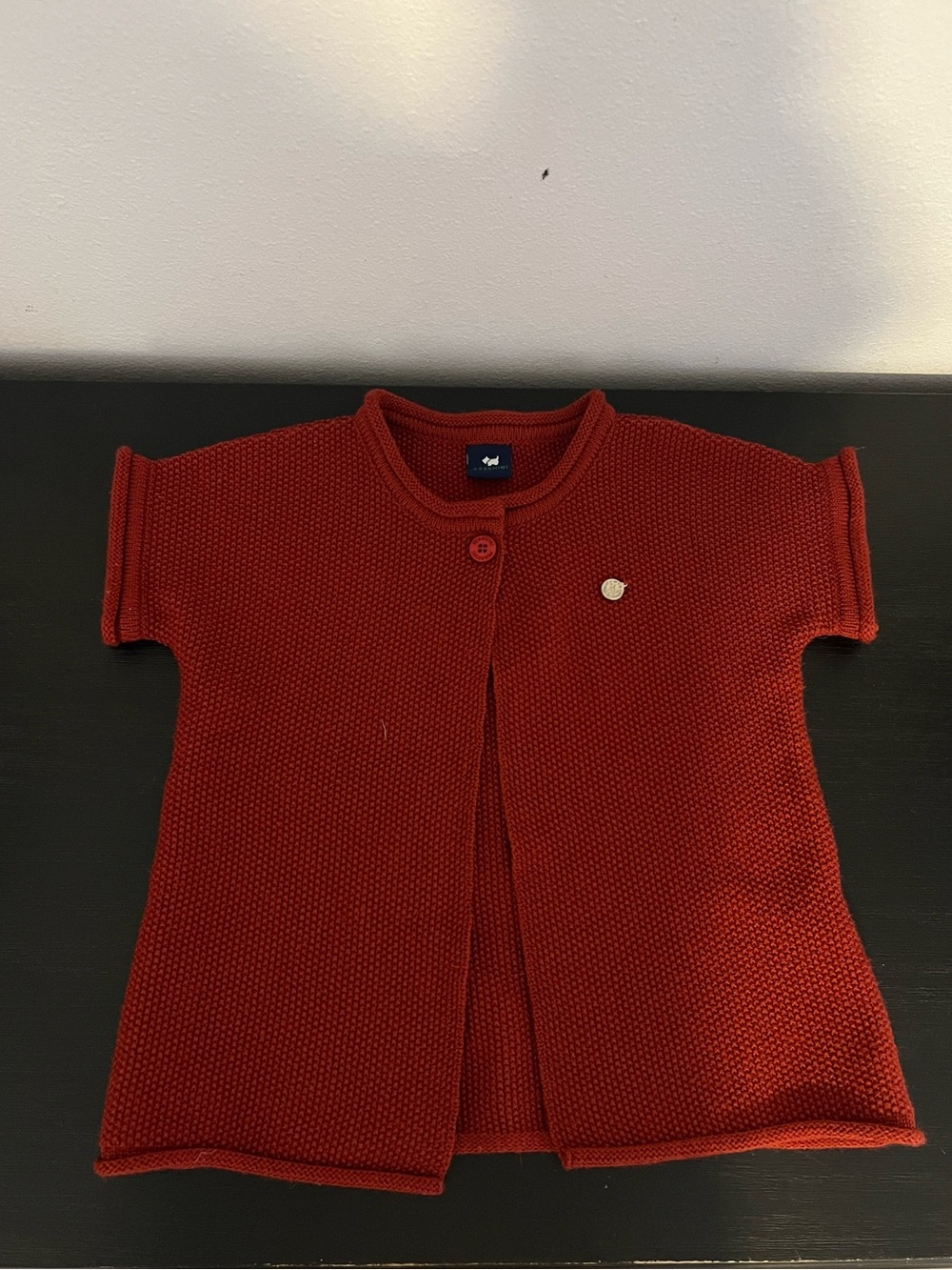 Red Knit Short-Sleeve Cardigan | Kids